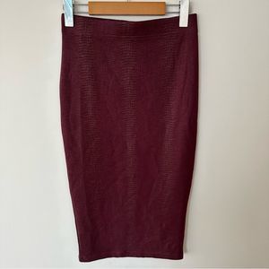 Maroon snake print pencil skirt